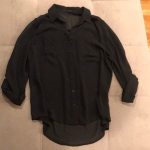Sheer black button up blouse